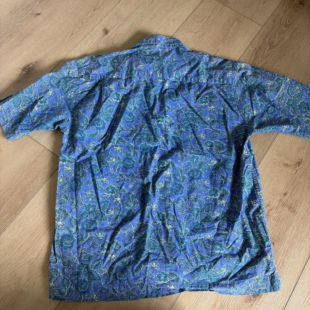 Vintage L.L. Bean Shirt Men's Medium Floral Short Sleeve Button Hawaiian 90s - Picture 6 of 6